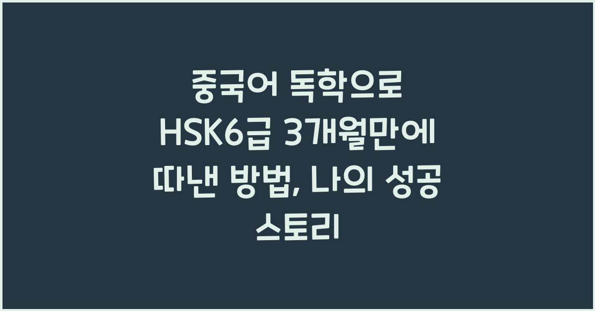 중국어 독학으로 HSK6급 3개월만에 따낸 방법