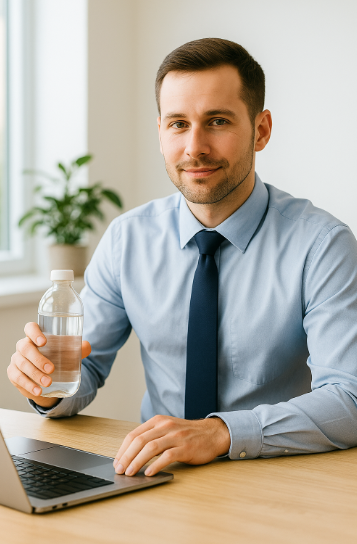 물을 마시고있는 직장인의 모습