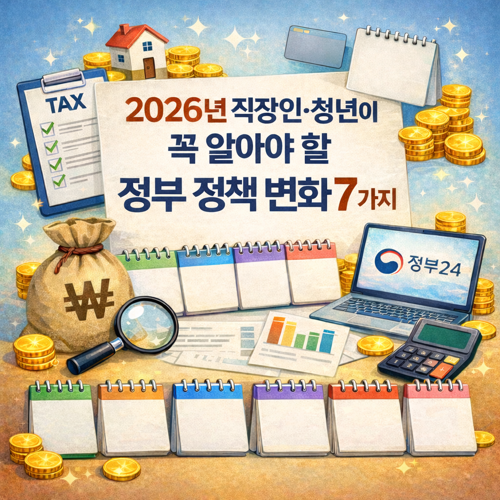 2026년 직장인과 청년이 꼭 알아야 할 정부 정책 변화 7가지를 정리한 대표 이미지