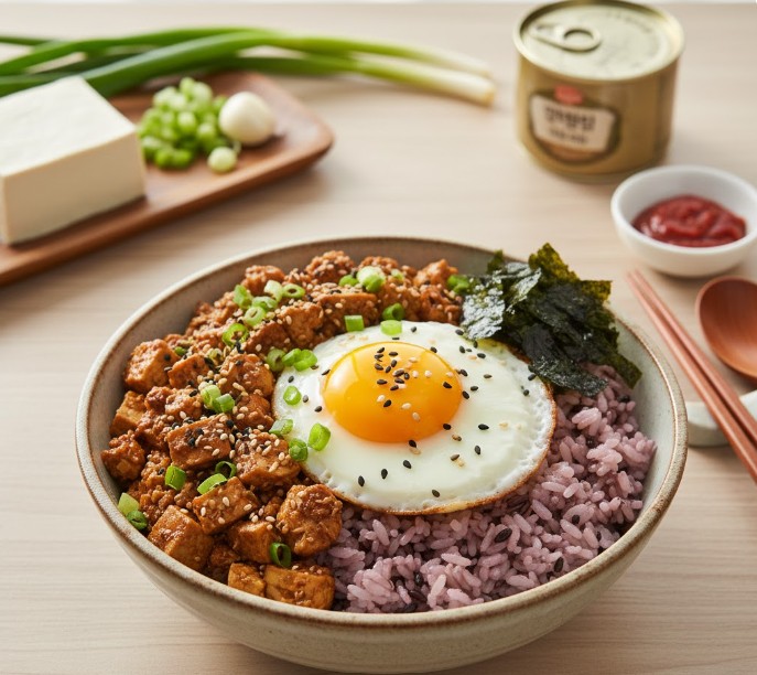 캔참치 두부 덮밥