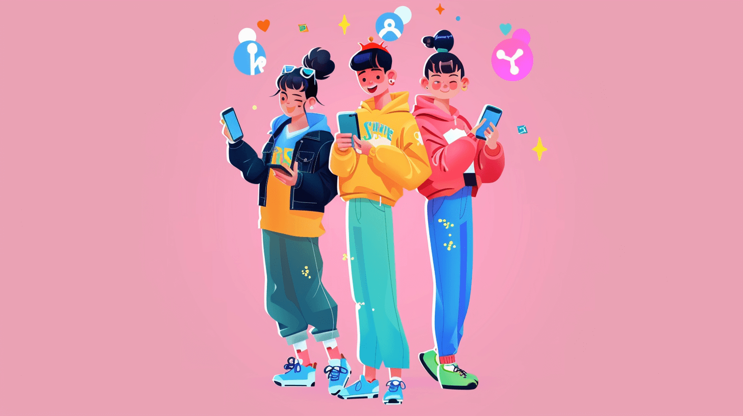 스마트폰을-즐기고-있는-사람들-그림