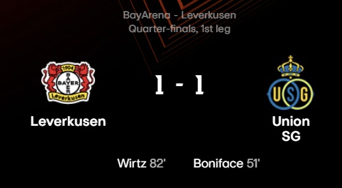 UEFA 유로파리그 8강 1차전 레버쿠젠 위니옹 생질루아즈 경기 결과