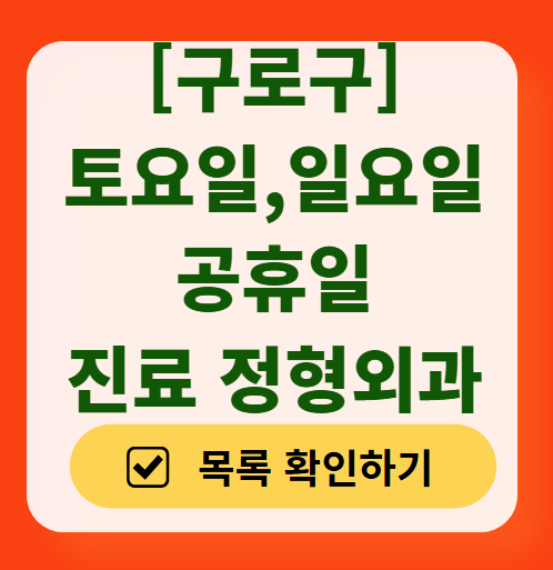 구로구 일요일 문 여는 정형외과 목록 ❘ 토요일, 주말, 공휴일 진료 영업 병원 리스트