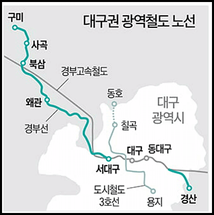 대경선 광역철도 환승방법 요금