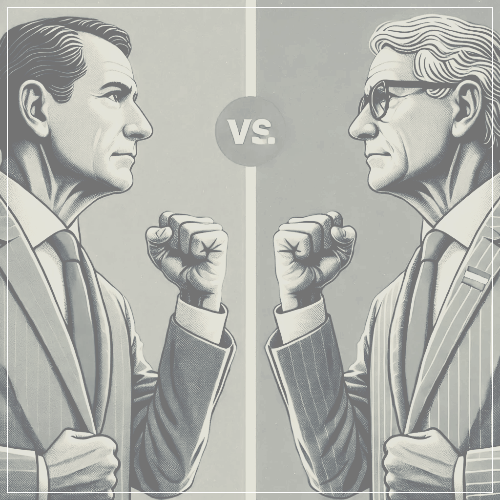 정치인들이 대립하고 있음.