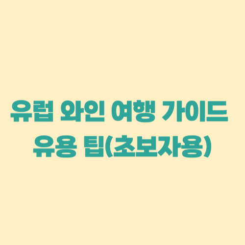 유럽 와인 여행 가이드 유용 팁 (초보자용) 글사진