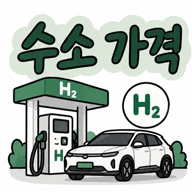 수소 충전기와 수소차 아이콘 옆에 수소 가격이라는 제목이 크게 적힌 대표 썸네일