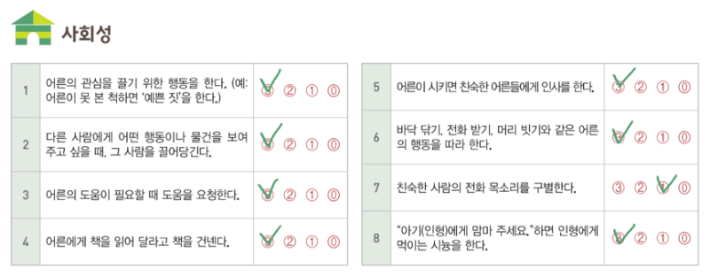 사회성 검사 질문