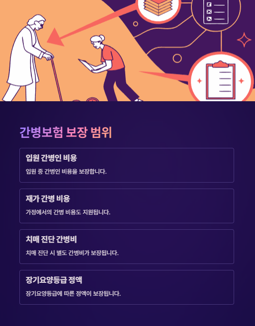 간병보험 보장 범위