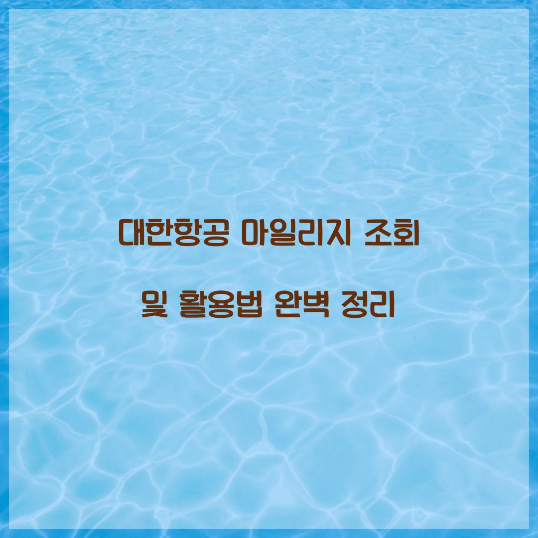 대한항공 마일리지 조회