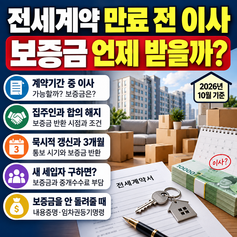전세계약 만료 전 이사 중도해지 보증금 반환 조건