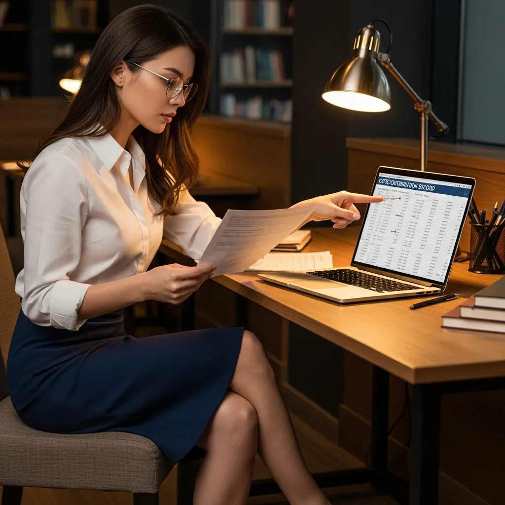 분석가가 캐나다 연금 CPP 납부 기록을 분석하는 모습