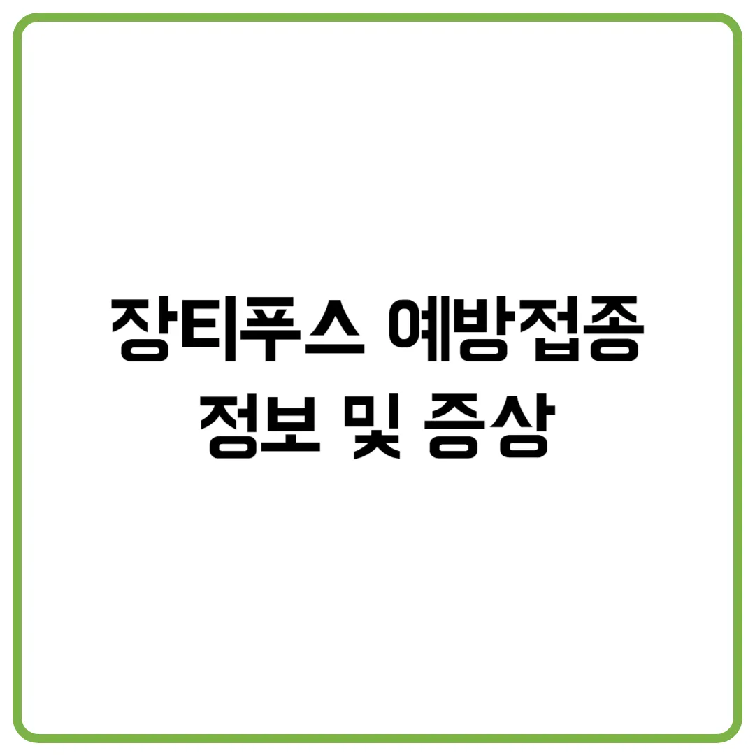 장티푸스 예방접종 정보 및 증상