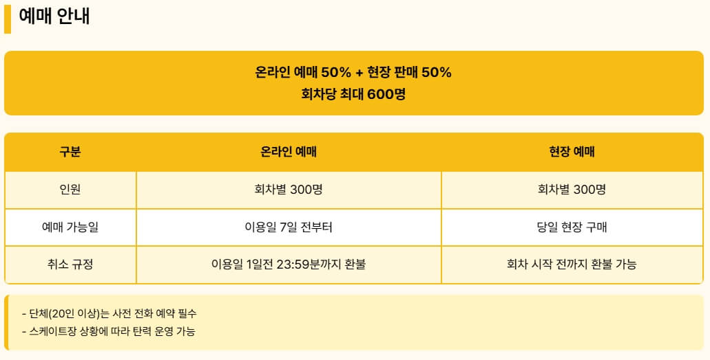 2026 서울광장 스케이트장 예매 안내 표