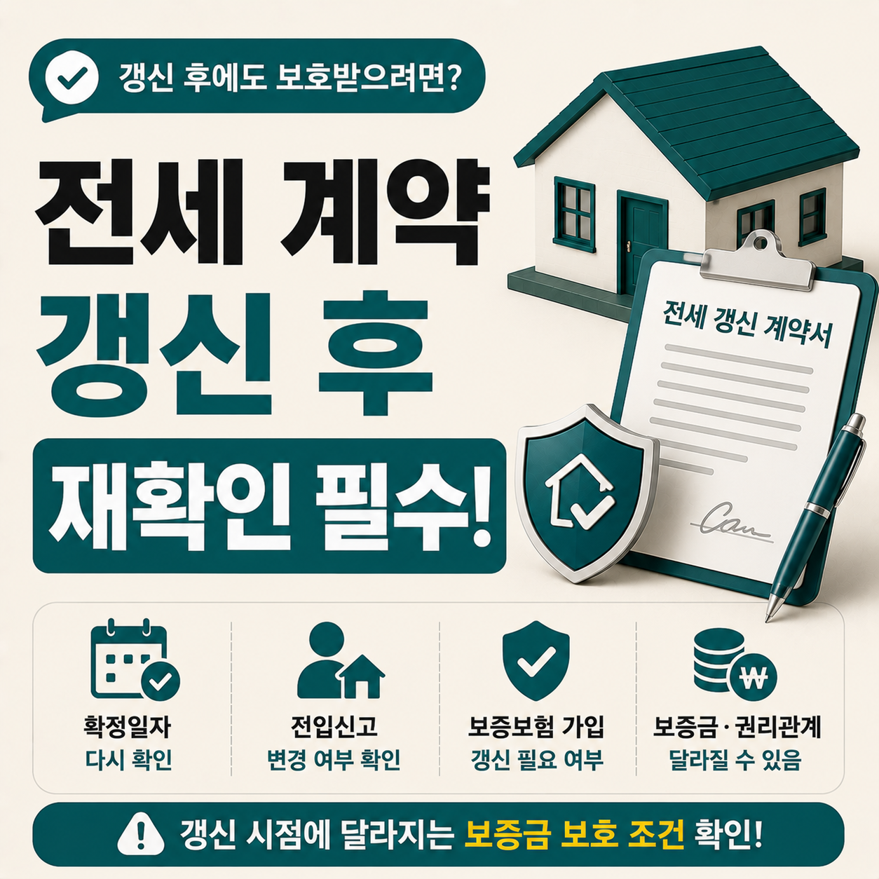 전세 계약 갱신 후 보증금 보호 재확인 항목 안내