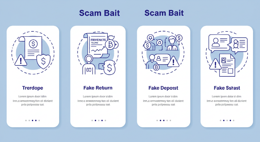 가짜 공문서, 허위 수익률 차트 등 4가지 사기 멘트의 함정을 보여주는 이미지