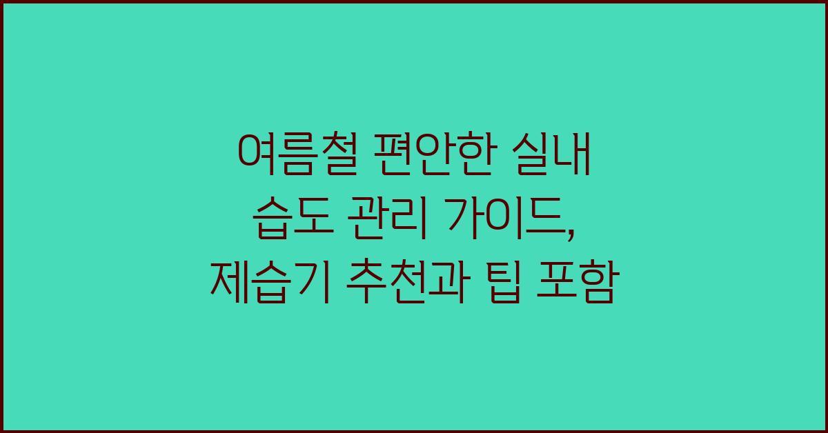 여름철 편안한 실내 습도 관리 가이드