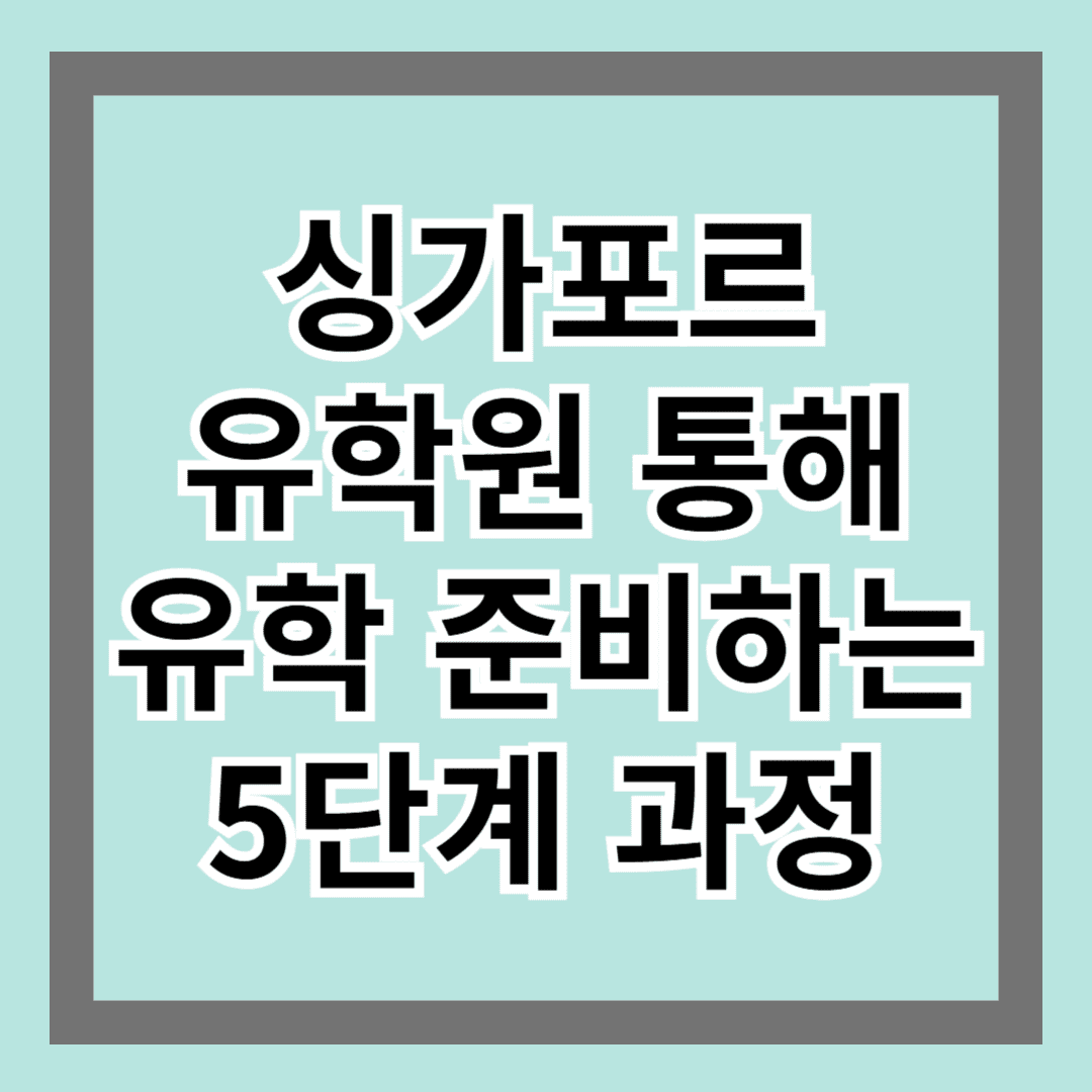 싱가포르유학원 통해 유학 준비하는 5단계 과정