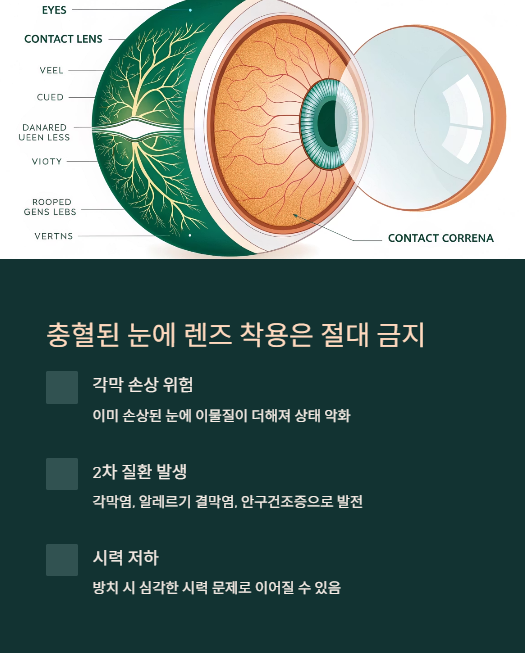 충혈된 눈에 렌즈 착용은 절대 금지