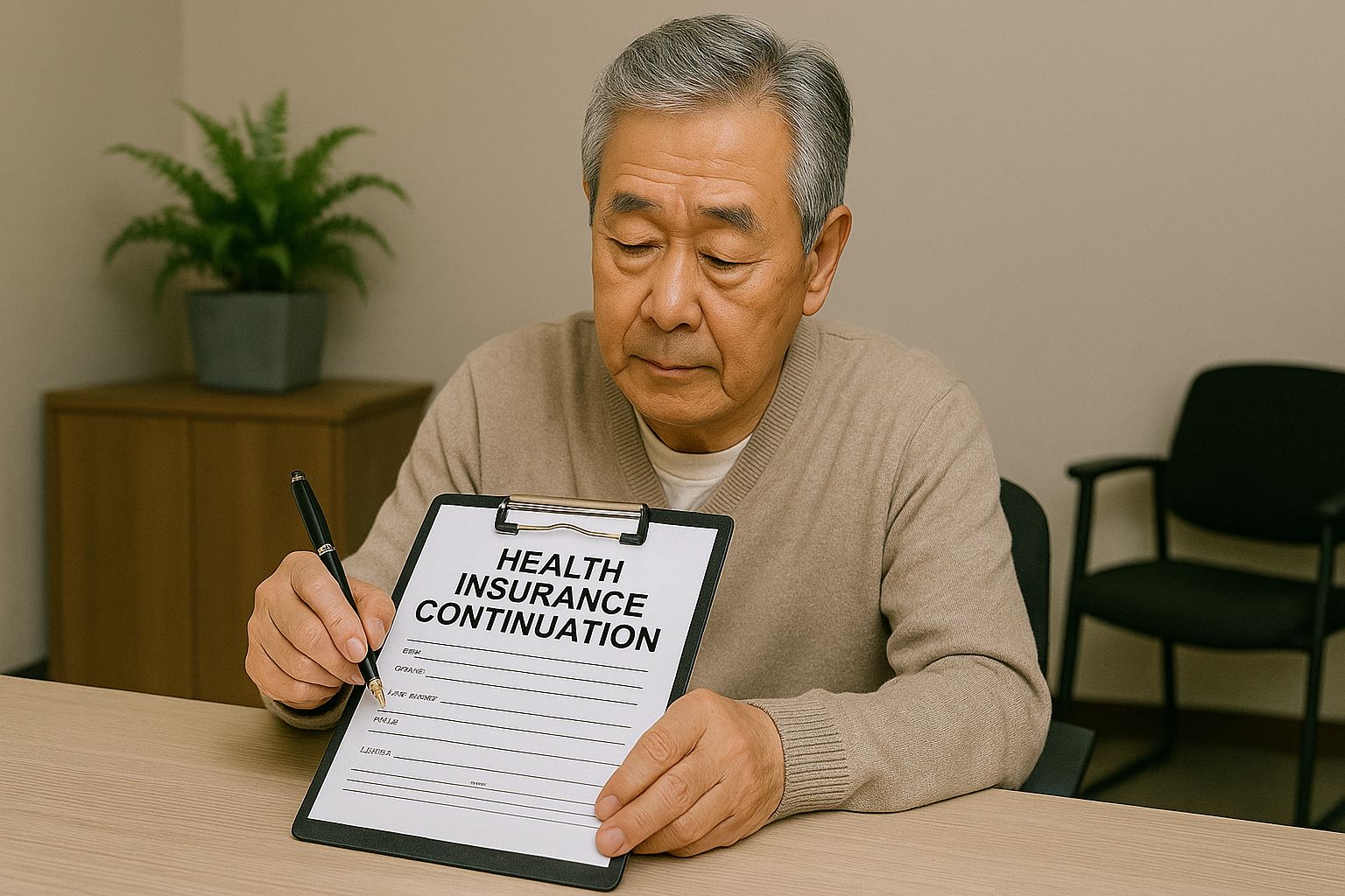 임의계속가입 신청서를 작성하는 퇴직자