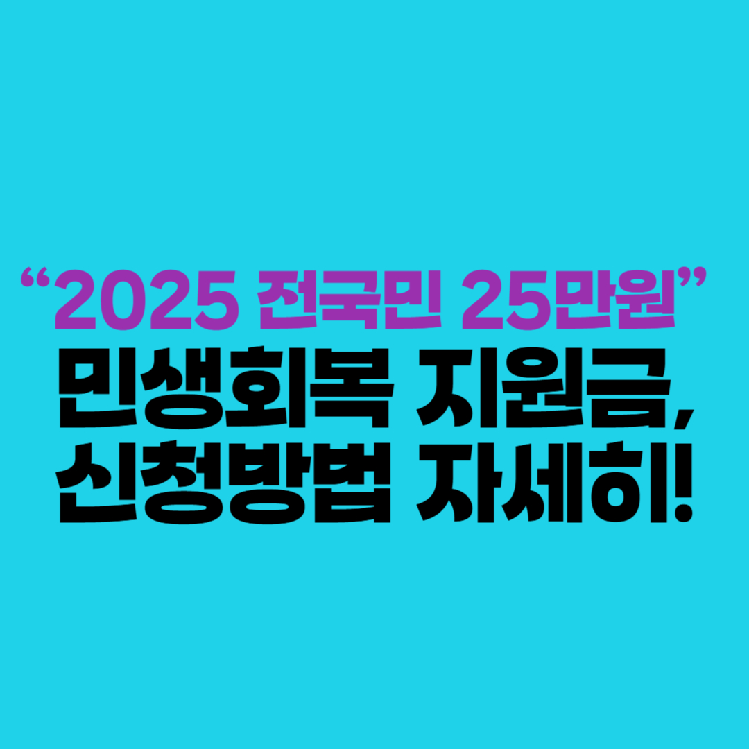 “2025 전국민 25만원” 민생회복 지원금, 신청방법 자세히!