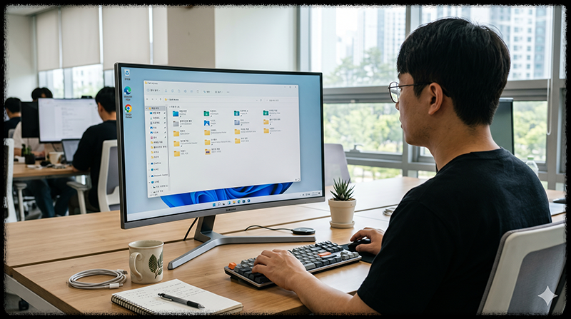 빠른 액세스 기능으로 자주 사용하는 폴더를 관리하는 모습