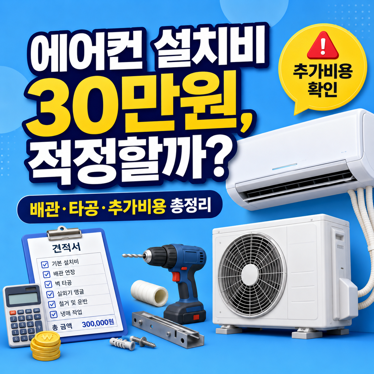 에어컨 설치비용 30만원과 추가비용 확인 방법