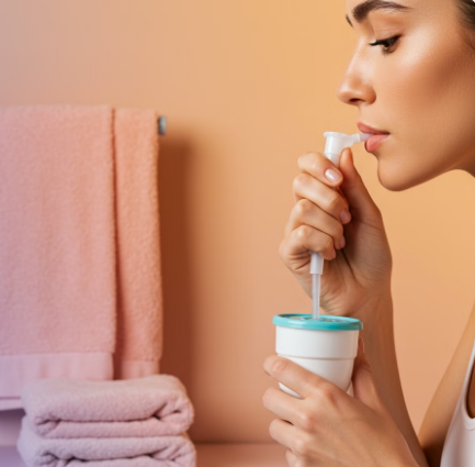 소금물 세척하는 여성