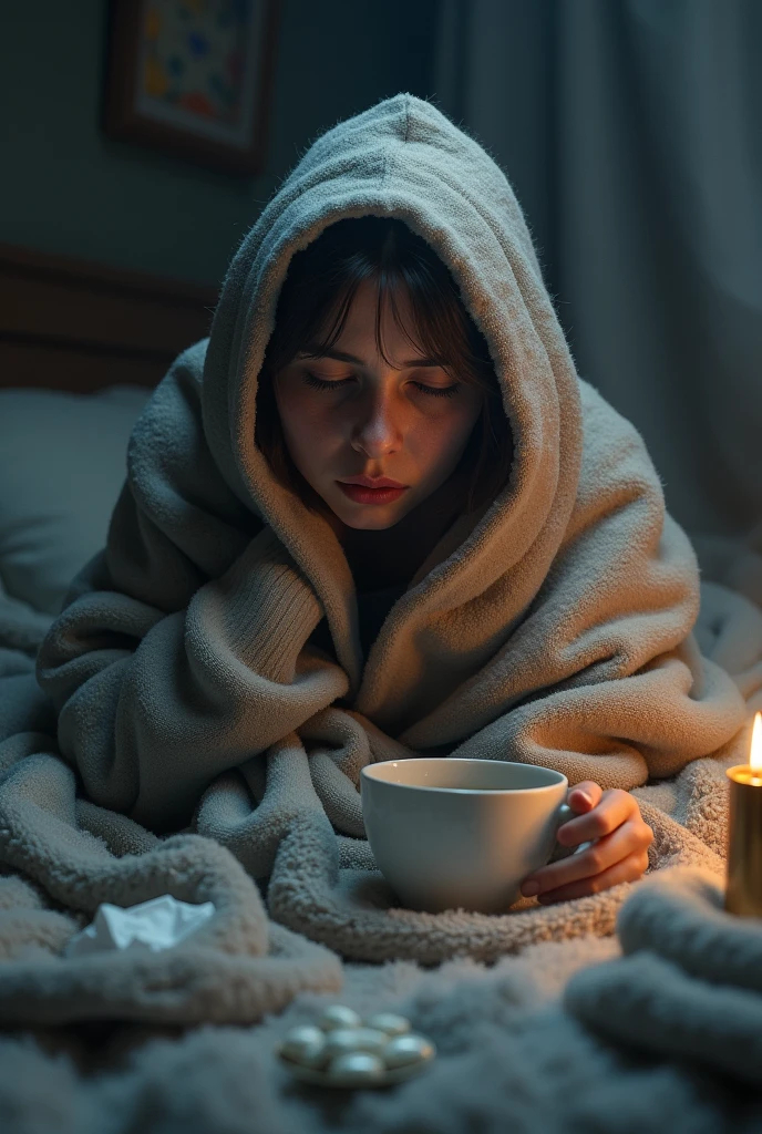 감기에 걸린 사람 이미지