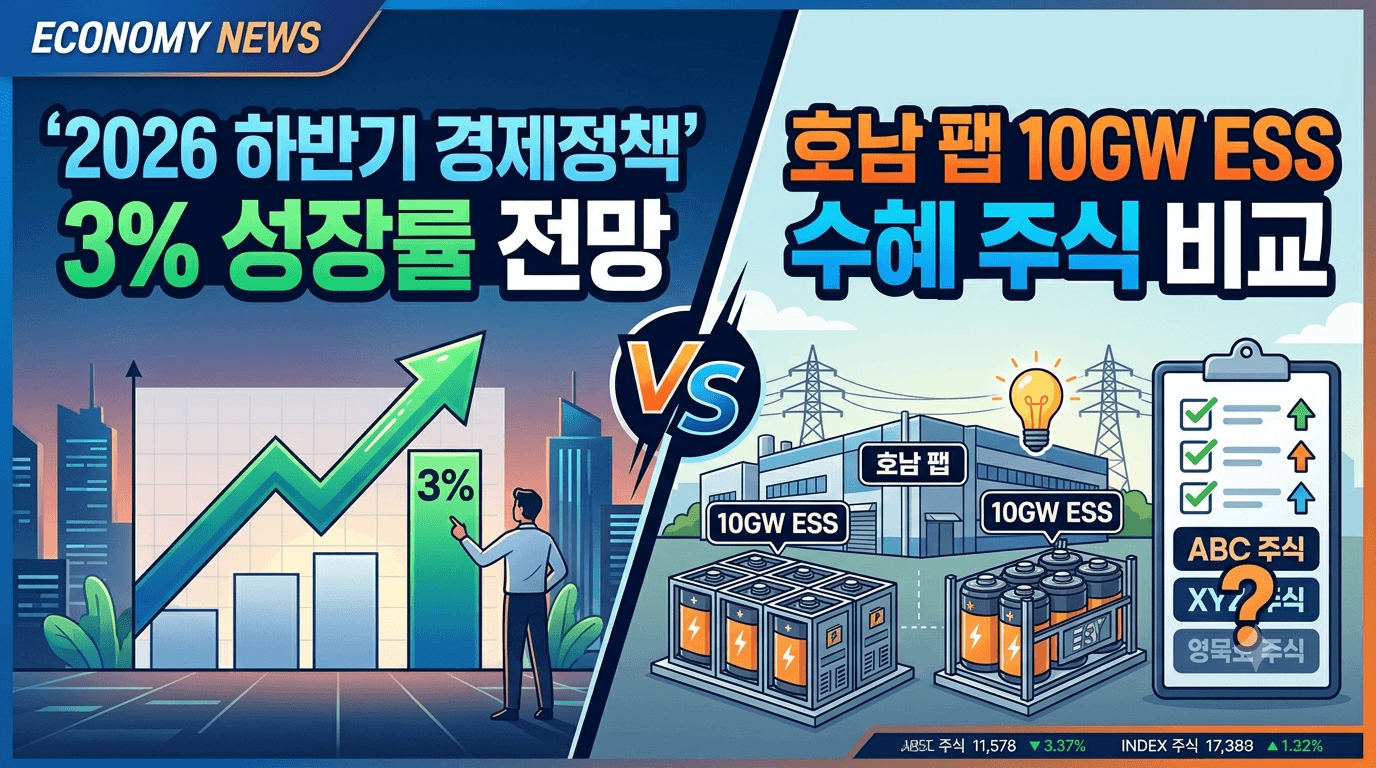 2026 하반기 경제정책 3% 성장률 전망과 호남 팹 10GW ESS 수혜 주식 비교