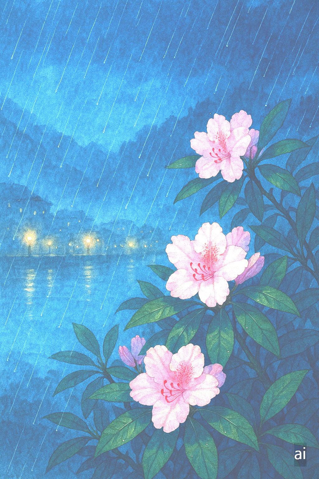 석남화에 내리는 비