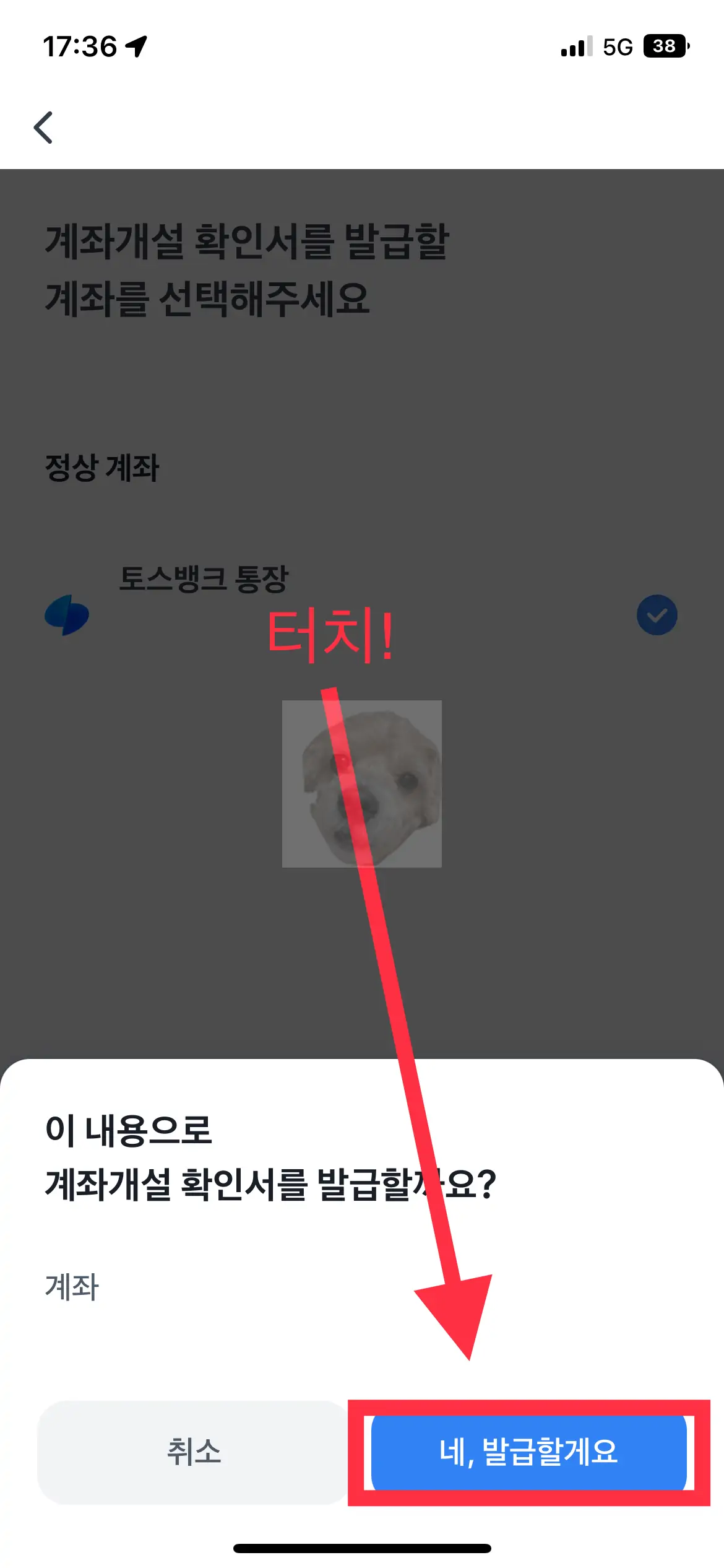 토스뱅크 통장사본 발급 마지막 단계