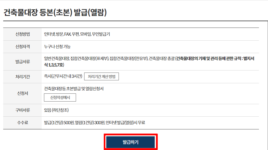 건축물대장 등본 초본 발급하기