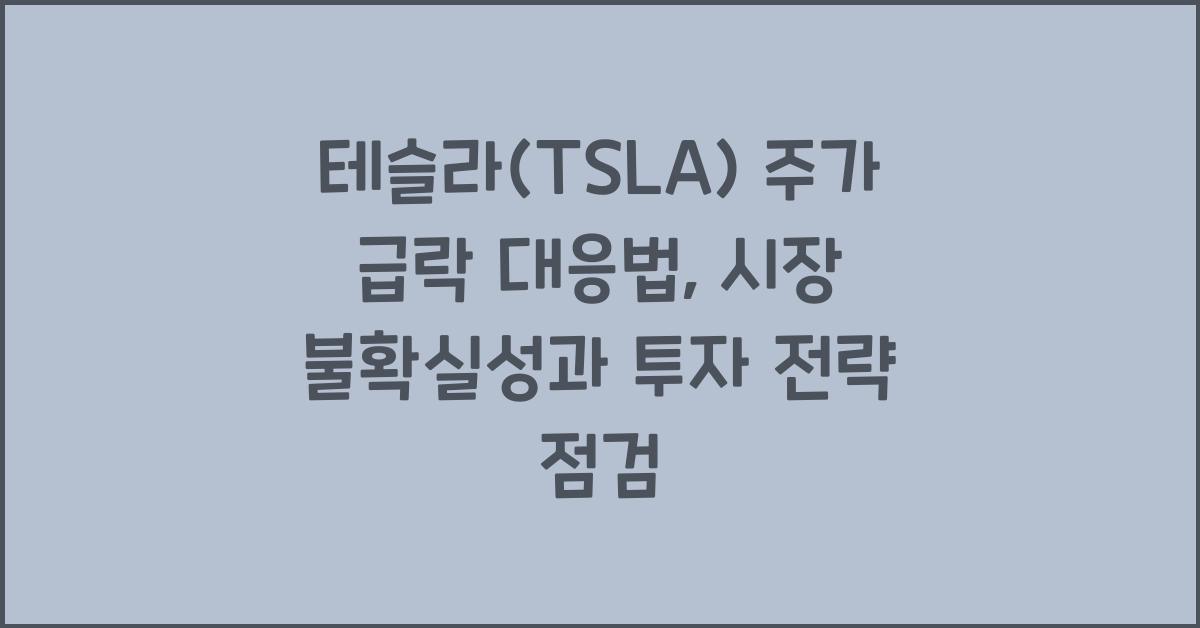 테슬라(TSLA) 주가 급락 대응법