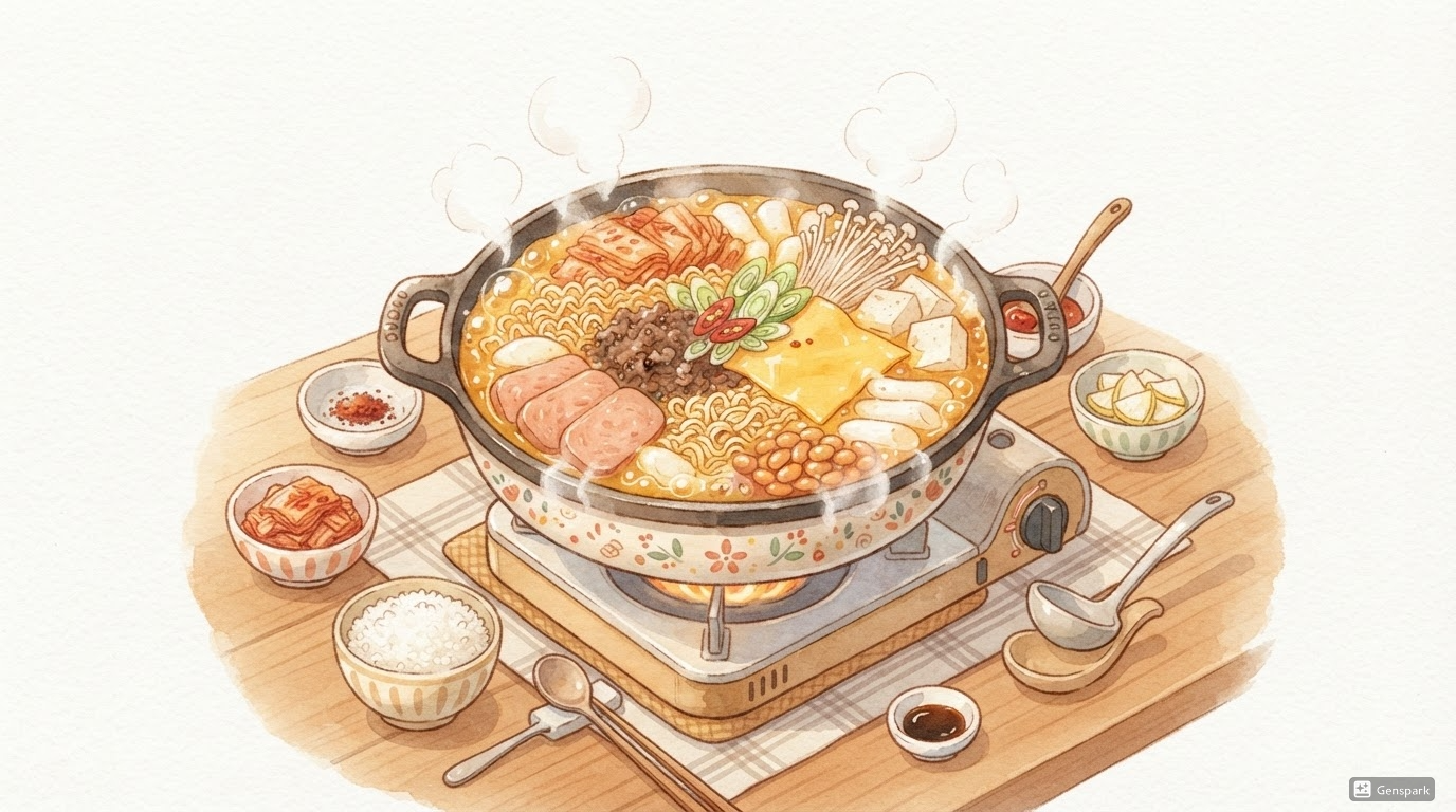 부대찌개 국물 (사골곰탕, 육수 비율, 버터)
