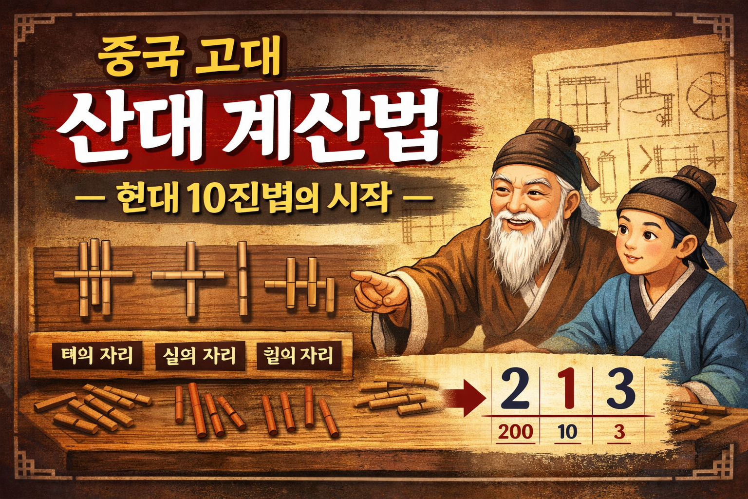 중국 고대 산대(算籌) 계산법 &mdash; 현대 10진법의 시작