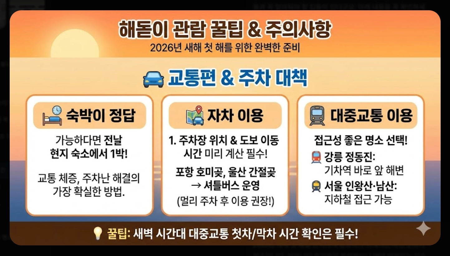 2026년 지역별 해돋이 시간 완벽 정리