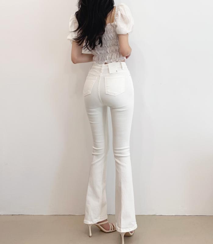 레직기 밴딩 롱 부츠컷 (블랙, 아이보리)