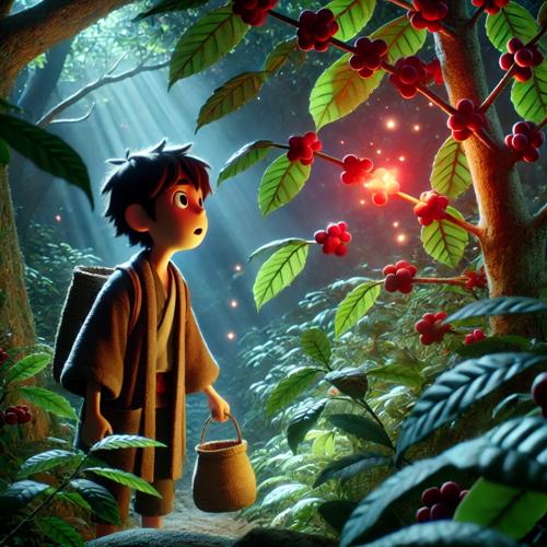 산속에서 발견된 신비한 커피 나무