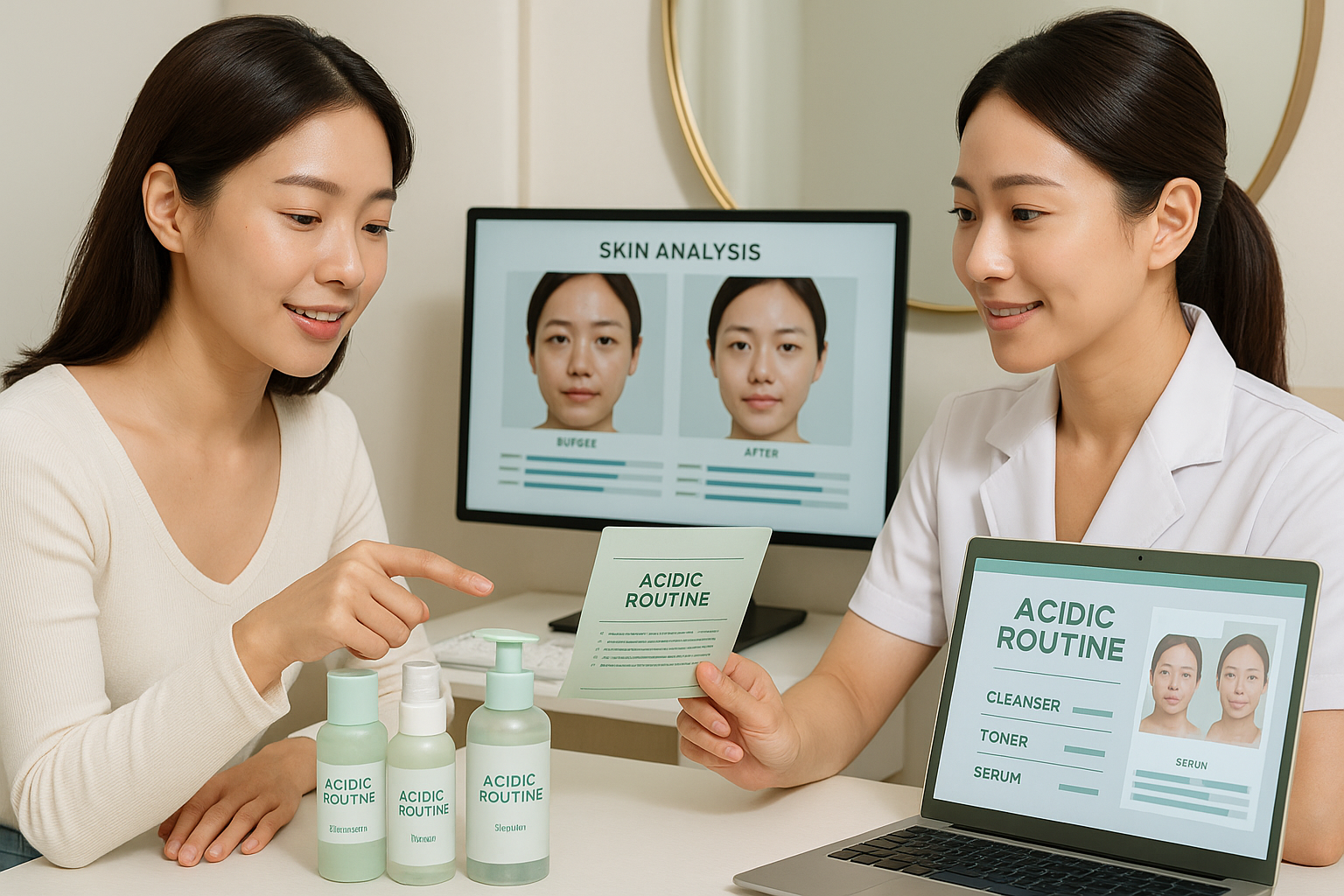 약산성 루틴 제품을 고르는 고객