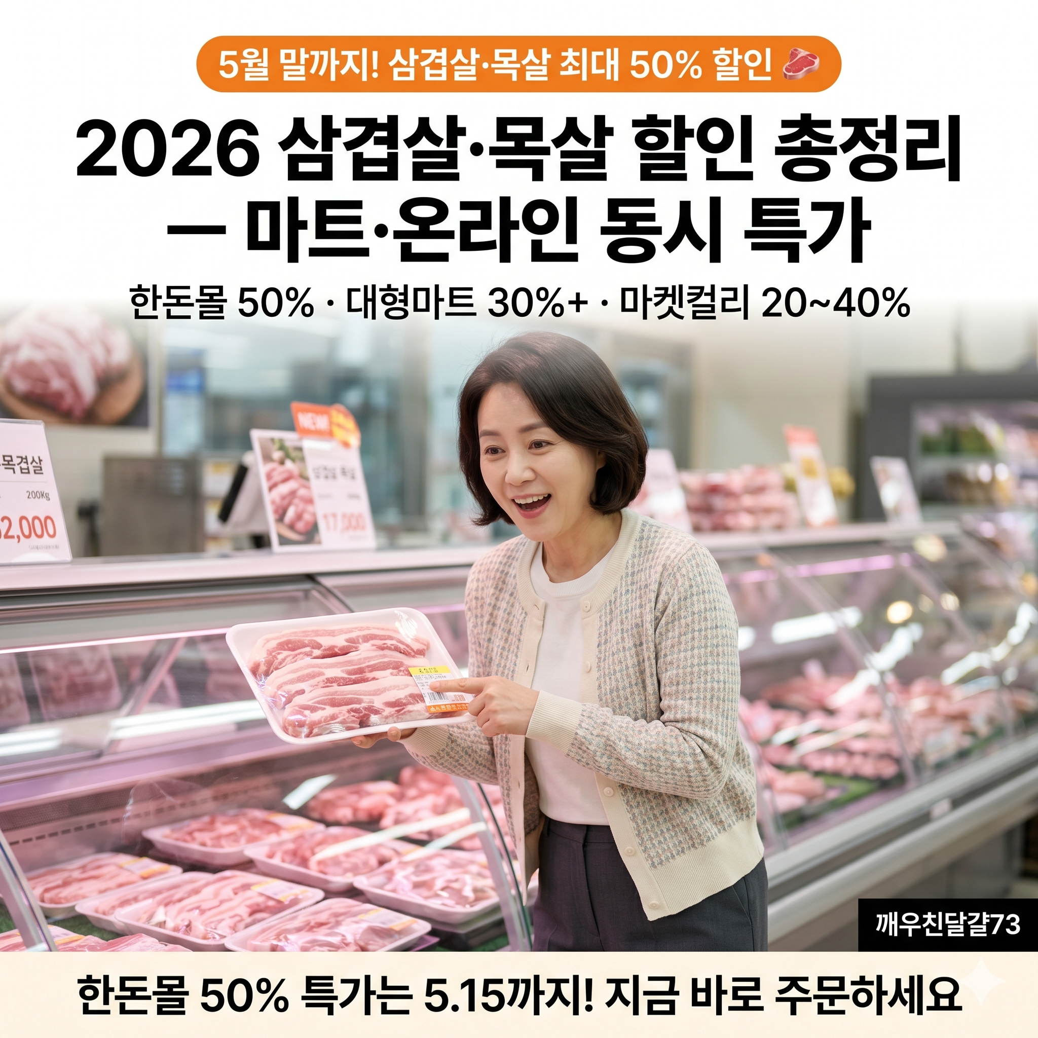 2026 삼겹살·목살 최대 50% 할인 — 5월 말까지 대형마트·온라인 동시 할인 총정리