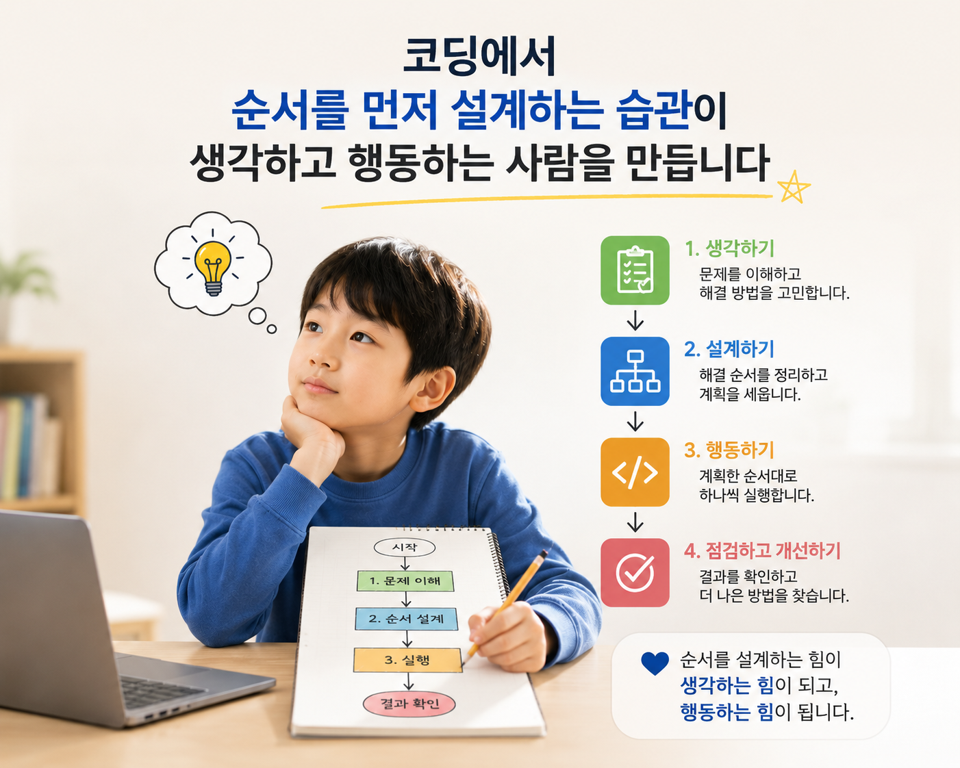 코딩에서 순서를 먼저 설계하는 습관이 생각하고 행동하는 사람을 만듭니다