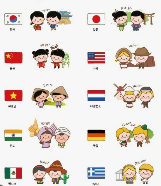 나라별 스타일 일러스트 이미지