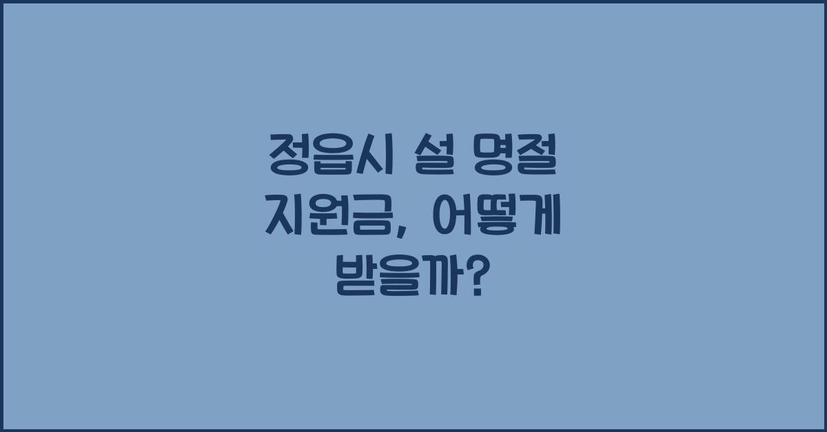정읍시 설 명절 지원금
