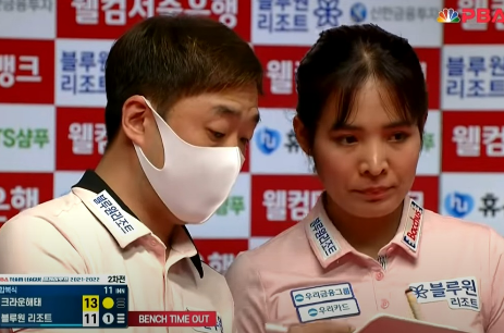 블루원리조트 엄상필 리더와 스롱피아비 선수(하단)