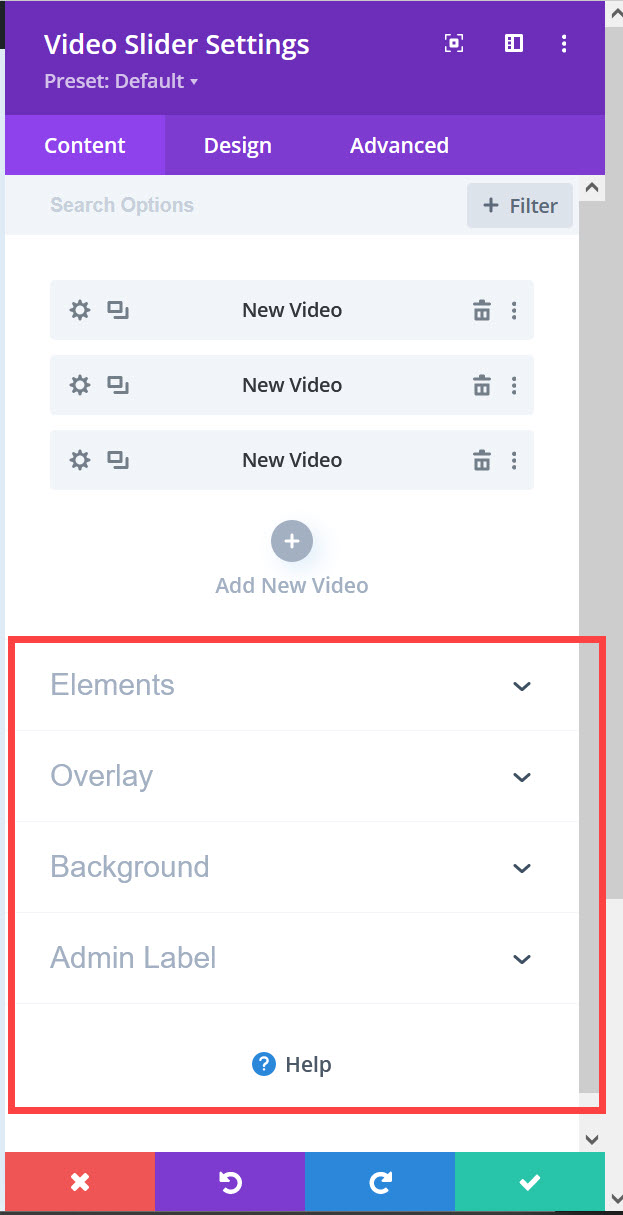 워드프레스 Divi 테마의 동영상 슬라이더 - 기타 설정