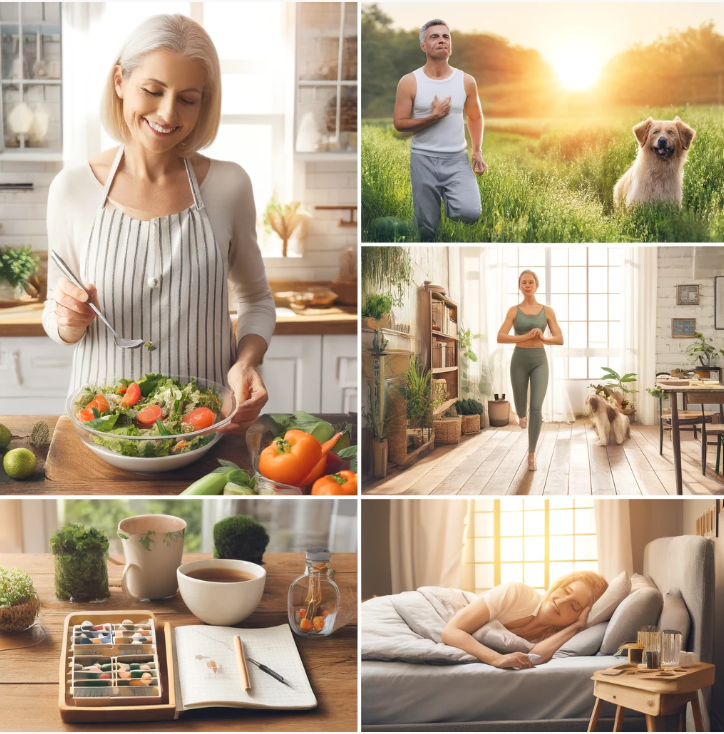 50대의 건강한 하루 루틴을 보여주는 이미지