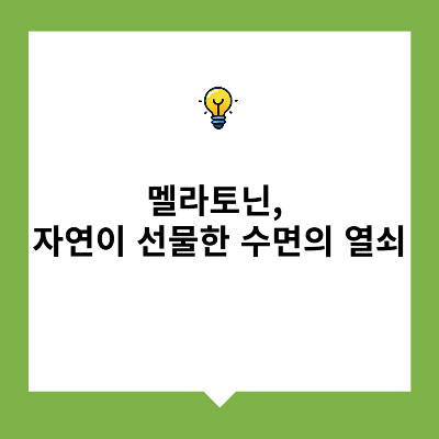 멜라토닌, 자연이 선물한 수면의 열쇠