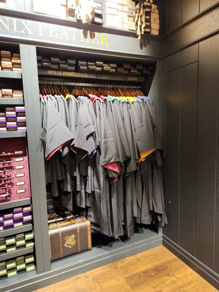 Many clothes in Harry Potter shop