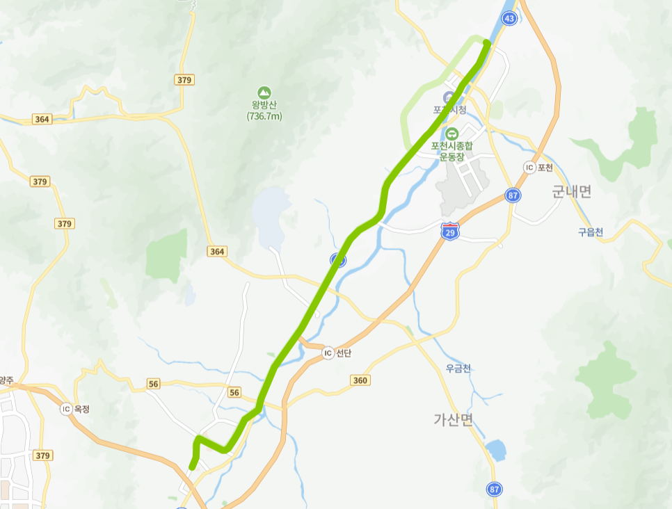 포천-87-3번-버스-노선-지도